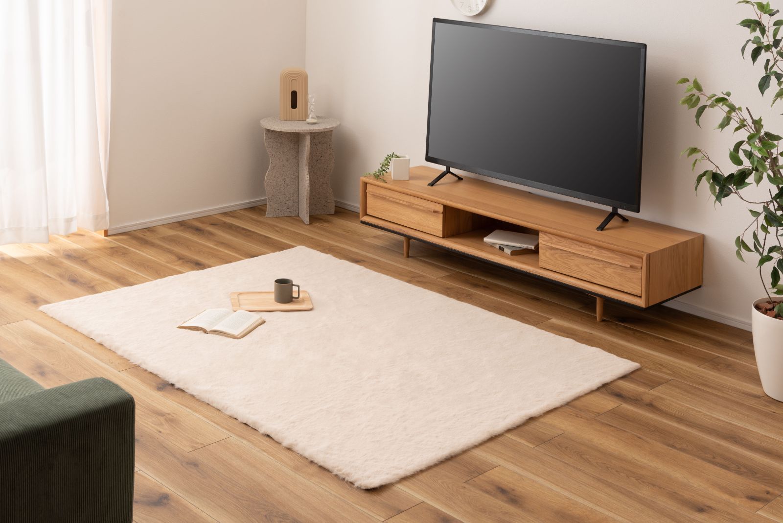 本州 ラグ スクエア シャギーラグ ソフトタイプ シンプル 滑り止め加工 インテリア 約W130×D180