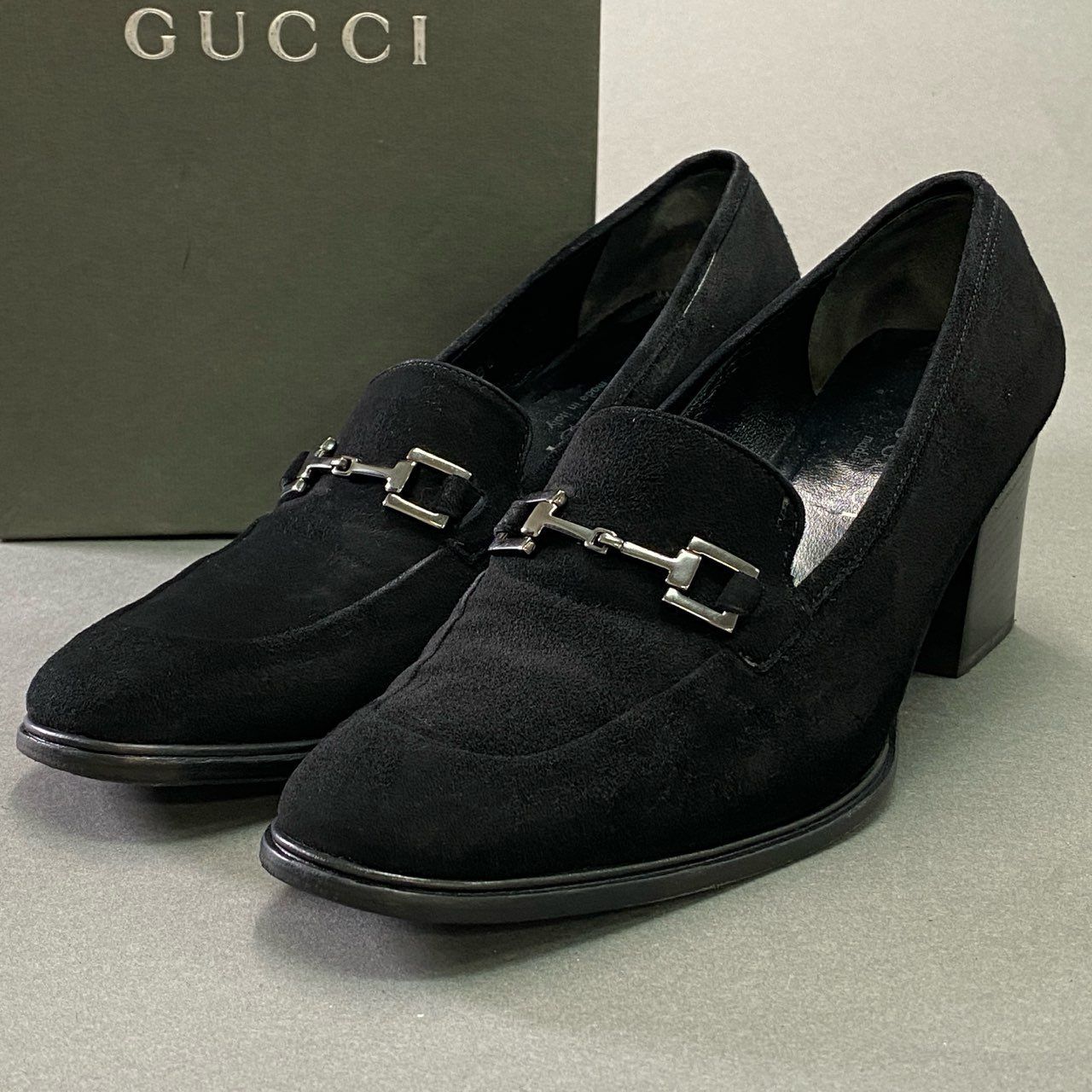 3d21 GUCCI グッチ ホースビット パンプス チャンキーヒール