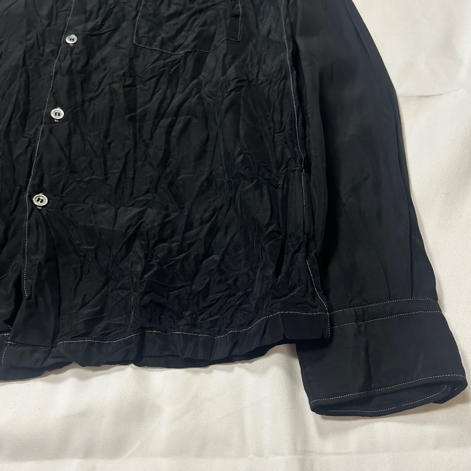 2000's COMME des GARCONS HOMME 2005SS L/S Wrinkled Acetate Garment Dye Shirt M - Black