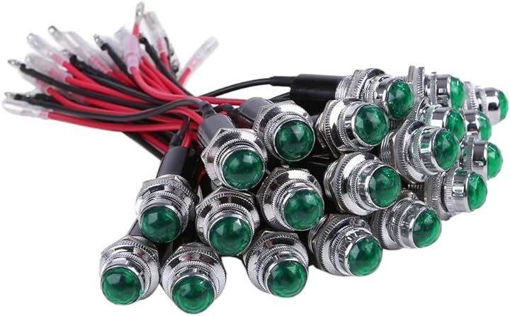 CustomDivine 24V LED パイロット ランプ ダイヤカット 20個セット 16mm 16φ インジケーター ライト シグナル カスタム パーツ 汎用品( グリーン)