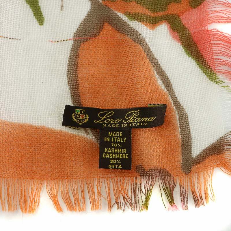 ロロピアーナ Loro Piana スカーフ ストール カシミヤ シルク混 花柄 