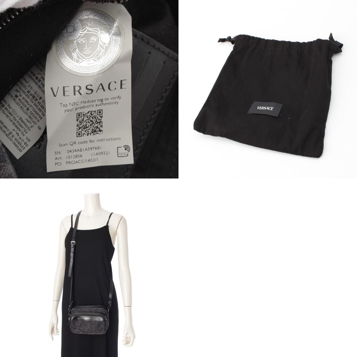 ★VERSACE★ナイロン バロッコメッセンジャーバッグ スモール ヴェルサーチェ ナイロン コットン バロッコ 花柄 フラワー
