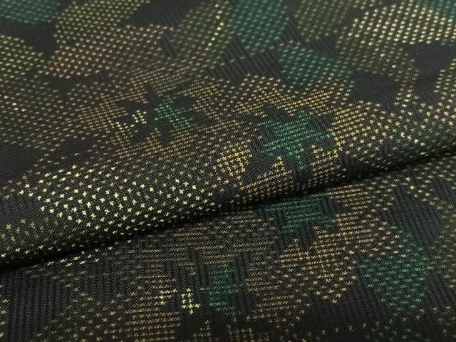 平和屋着物○本場大島紬 7マルキ 草花文 黒地 正絹 逸品 AAAU8263zg