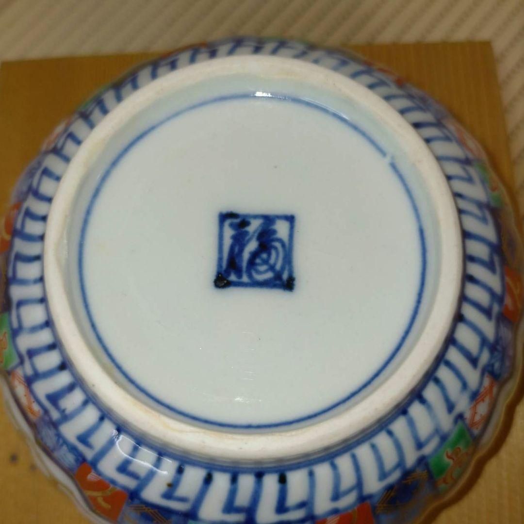 大聖寺伊万里 菊形色絵染錦 向付 古伊万里 骨董 角福 金襴手 紋章文 藍錦 大聖寺伊万里 菊形色絵染錦 向付 古伊万里 骨董 角福 金襴手