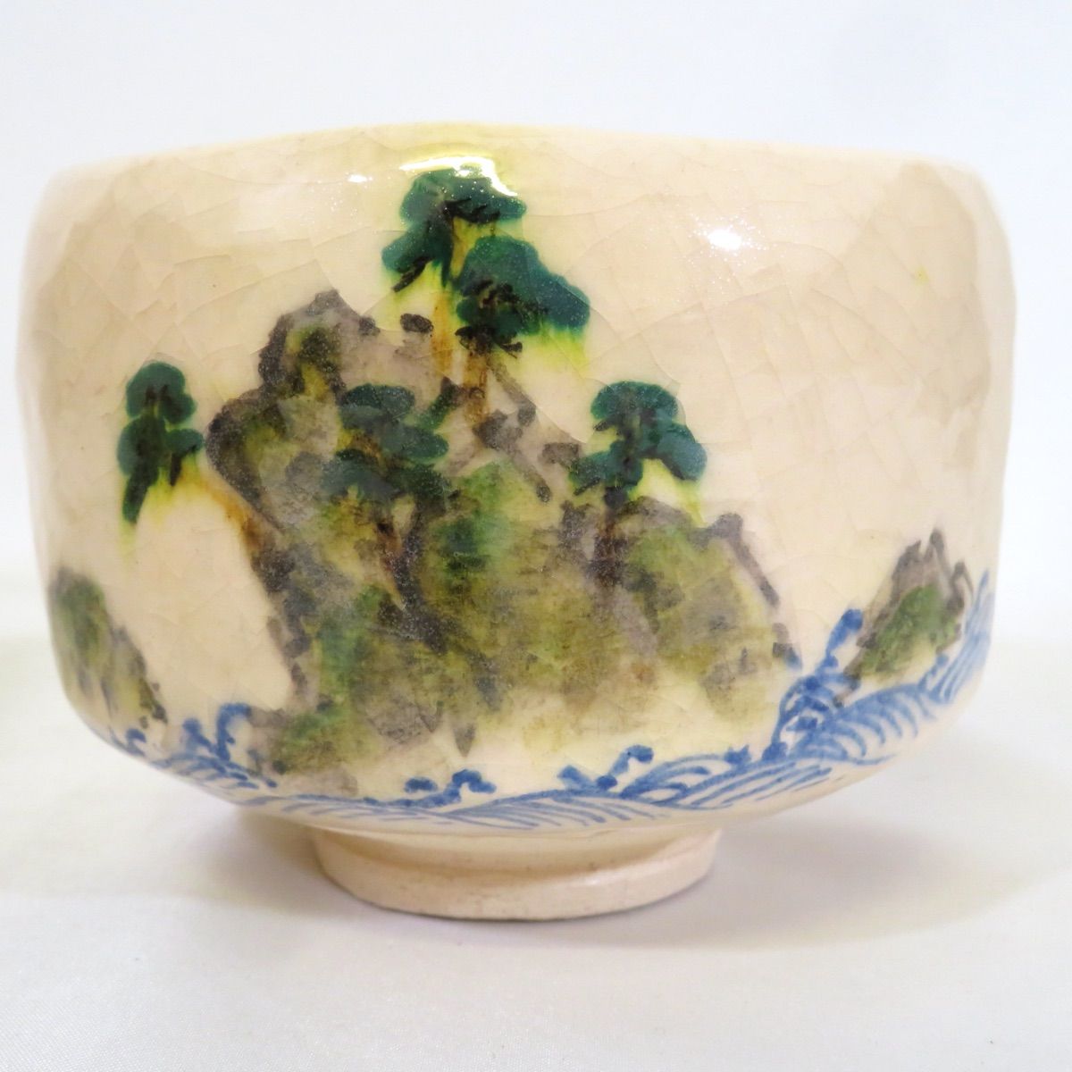 二月の特売品】 七世 川嵜和楽作 白楽 松島茶碗 川崎 茶道具 【 美品 