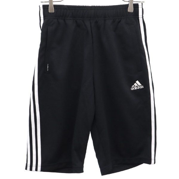 未使用 アディダス スポーツ 3ライン ジャージショートパンツ M ブラック adidas ロゴ メンズ 【中古】  【230416】