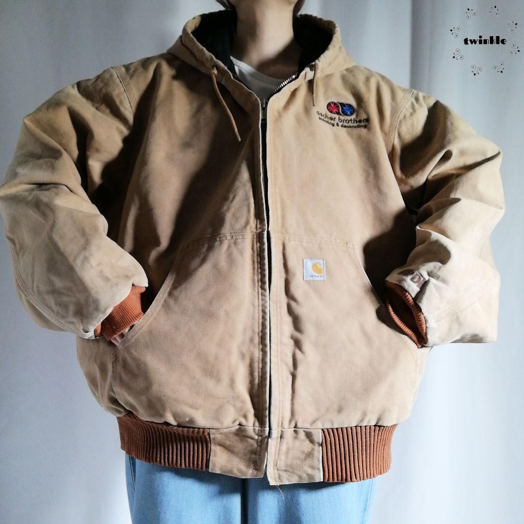 古着 00s Carhartt カーハート アクティブジャケット ダックジャケット ワーク 企業ロゴ 刺繍 ベージュ メンズ2XL / N730 -  メルカリ