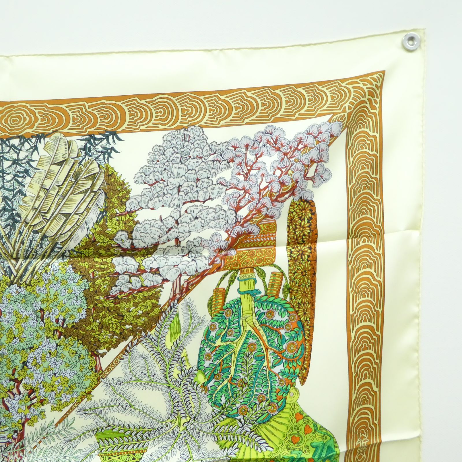 未使用保管品 エルメス カレ90 シルクスカーフ 木の伝説 大判ショール