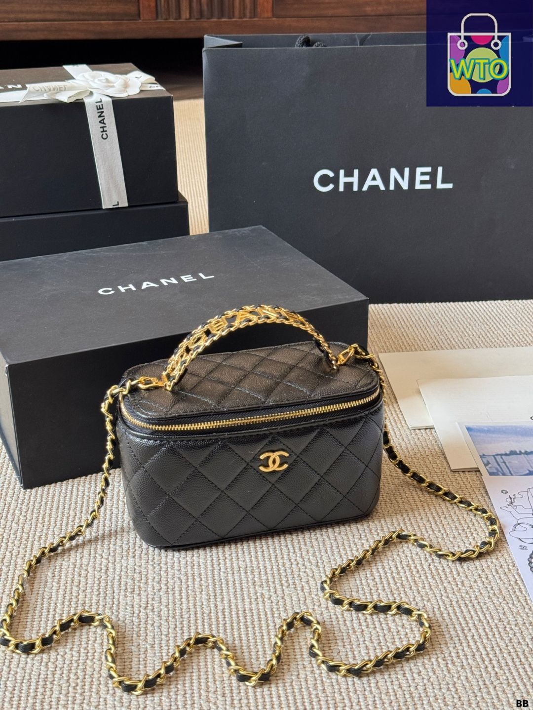CHANEL ハンドバッグ ミニ クラシック ハンドバッグ、ツイード、ホワイト、ブルー
