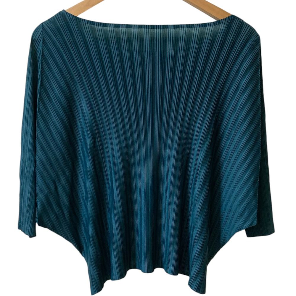 PLEATS PLEASE ISSEY MIYAKE プリーツプリーズ ドルマンスリーブ カットソー PP 41-FK 372 サイズ3 グリーン レディース 古着