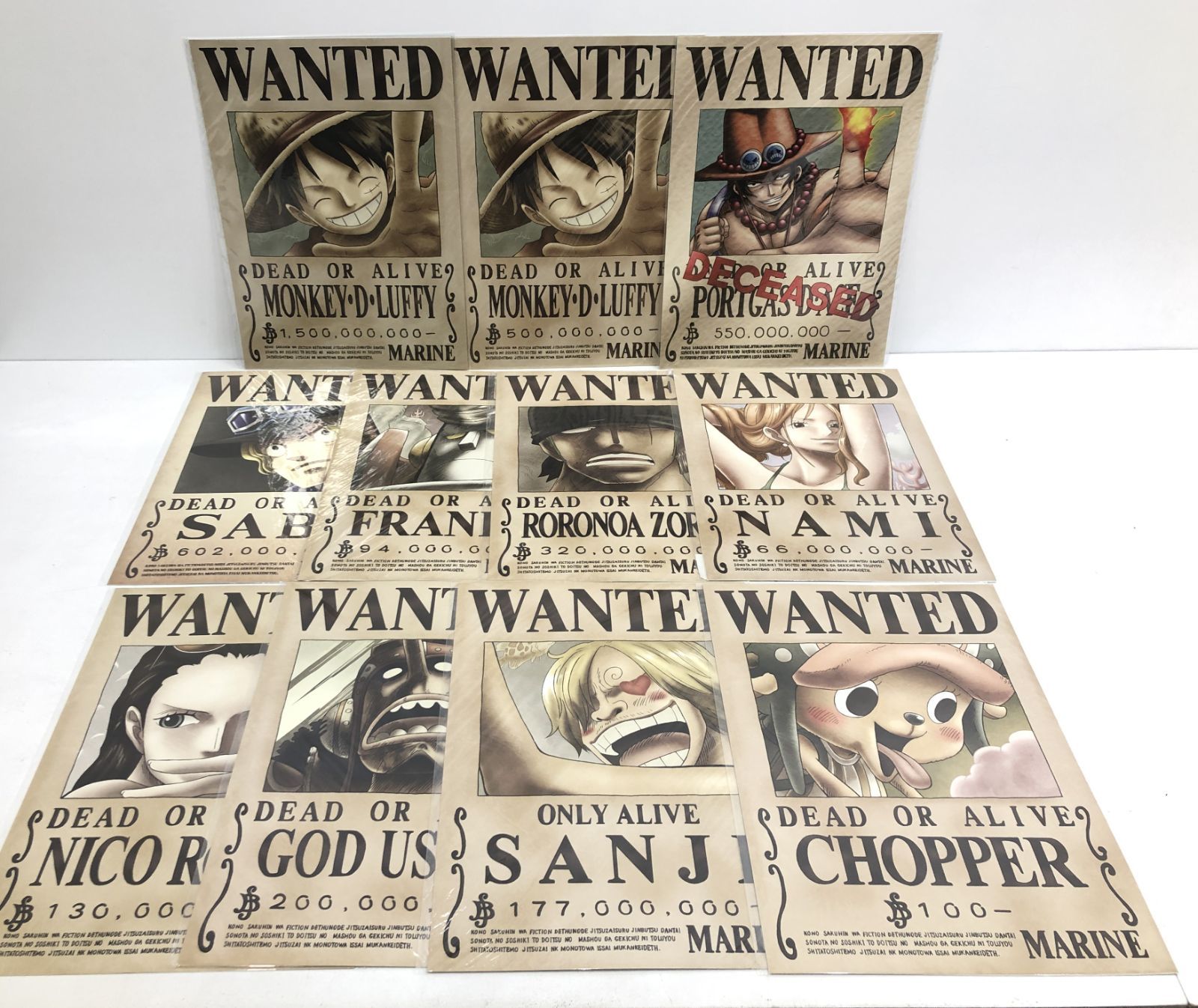 【未開封】ワンピース　海軍発行 公式手配書　10種　ばら売り不可 未開封】ワンピース 海軍発行 公式手配書 10種 ばら売り不可