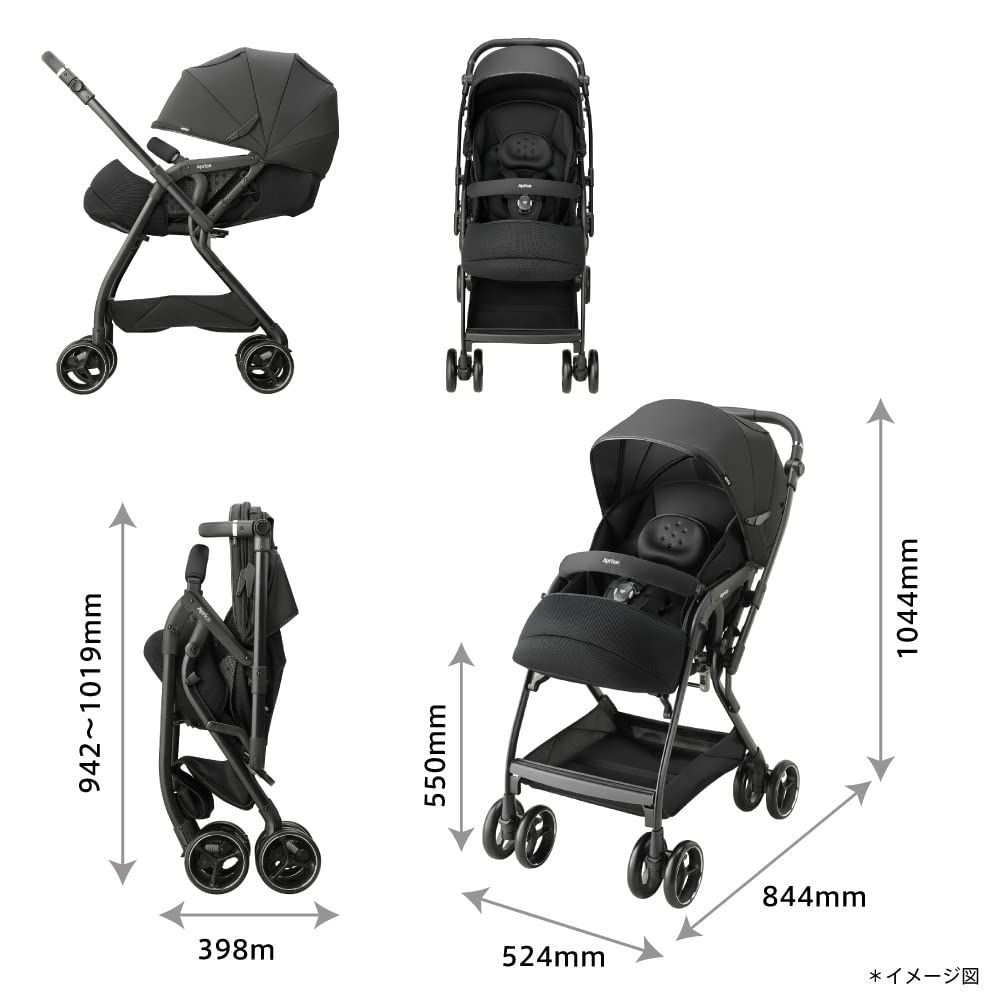 【美品】Aprica アプリカ ベビーカーレザーオニキスブラック 2174894 Optia ベビーカー A型 新生児 アップリカ オプティアクッション