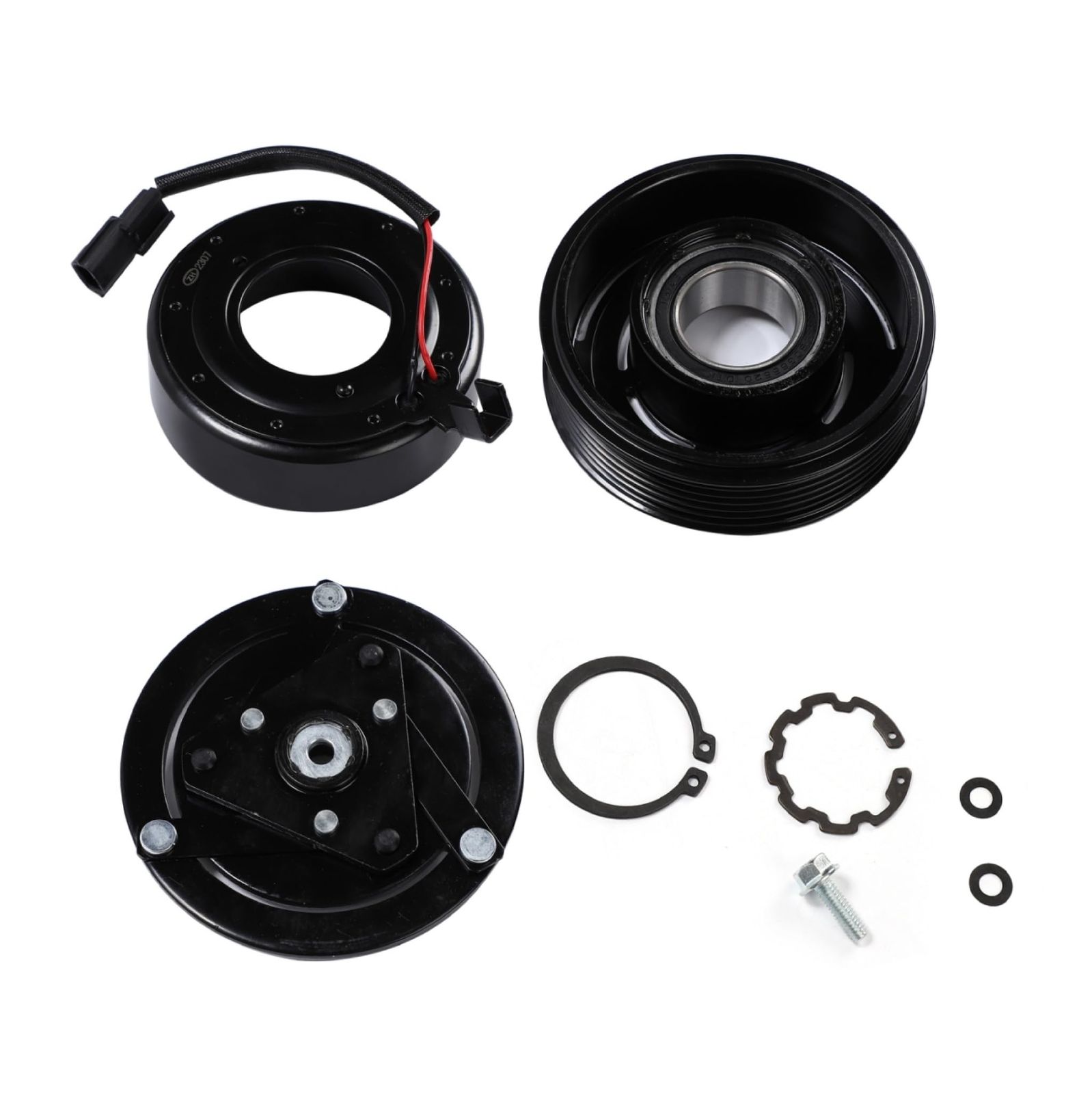 6PK 日産 セレナC25/C26 X-TRAIL/エクストレイル T31/NT31 ラフェスタ B30 適合 エアコン コンプレッサー マグネットクラッチ/プーリー/フィールドコイル ASSY 92600-ZE81B/92600-ET01B/92600-E