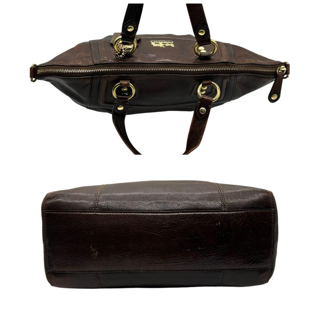 良品 1036 コーチ トートバッグ 馬車ロゴ ブラウン レザー - メルカリ 