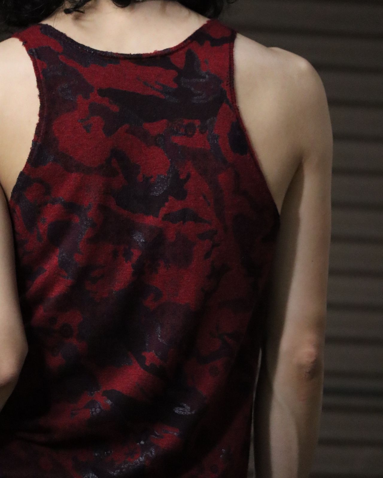 camouflage art knit tank top Y2K 迷彩 カモ柄 アート カシミヤ