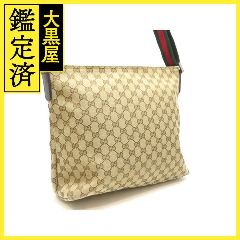 GUCCI　グッチ　GGシェリー　ワンショルダー　189751　ダークブラウン/ベージュ　キャンバス【430】2148103646218