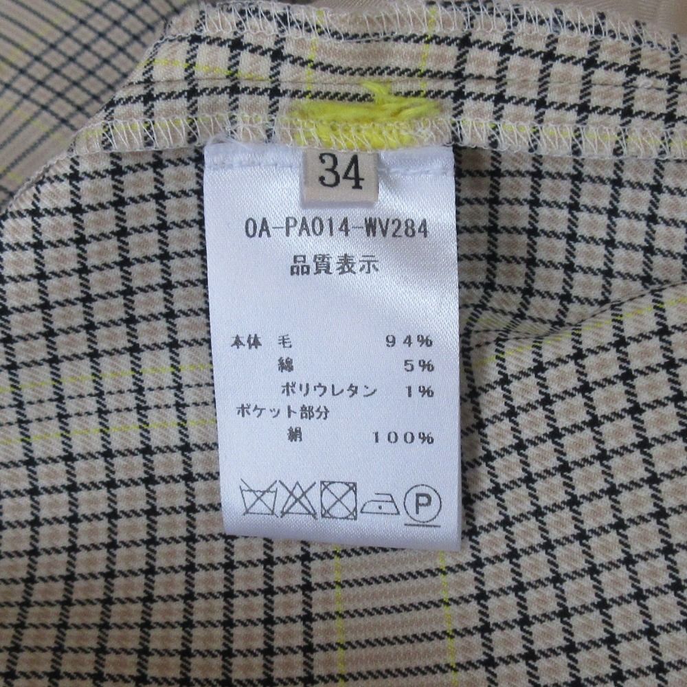 美品 20AW NINA RICCI ニナリッチ チェック柄 スリットヘム スラックス  