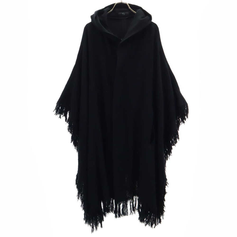 ワイズ ウール 長袖 フリンジ ポンチョ 1 ブラック Y’s コート レディース ワイズ ウール 長袖 フリンジ ポンチョ 1 ブラック Y's コート