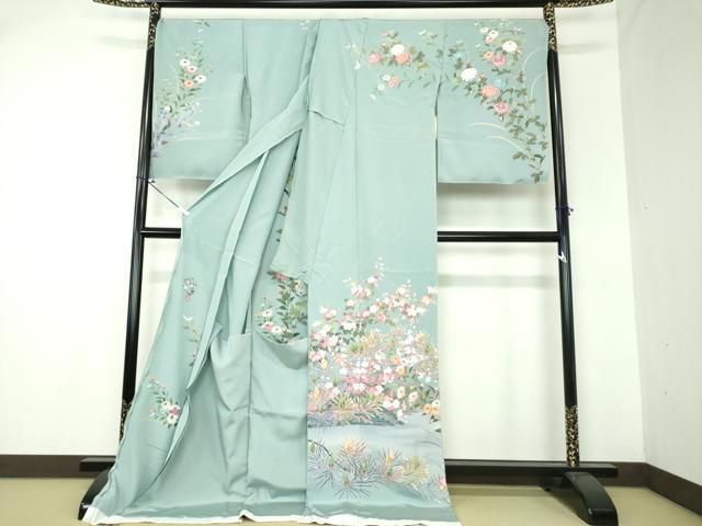 平和屋着物○訪問着 友禅 作家物 草花文 暈し染め 上代40万 仮絵羽