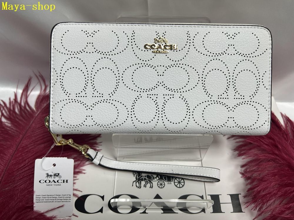 コーチ COACH 長財布 財布  ラウンドファスナー レザー  財布 レディース パンチング ストラップ プレゼント クリスマス 贈り物  吉日 ギフト 母の日 父の日 長財布 レディース 新品未使用 ファッション B043 C4715 13