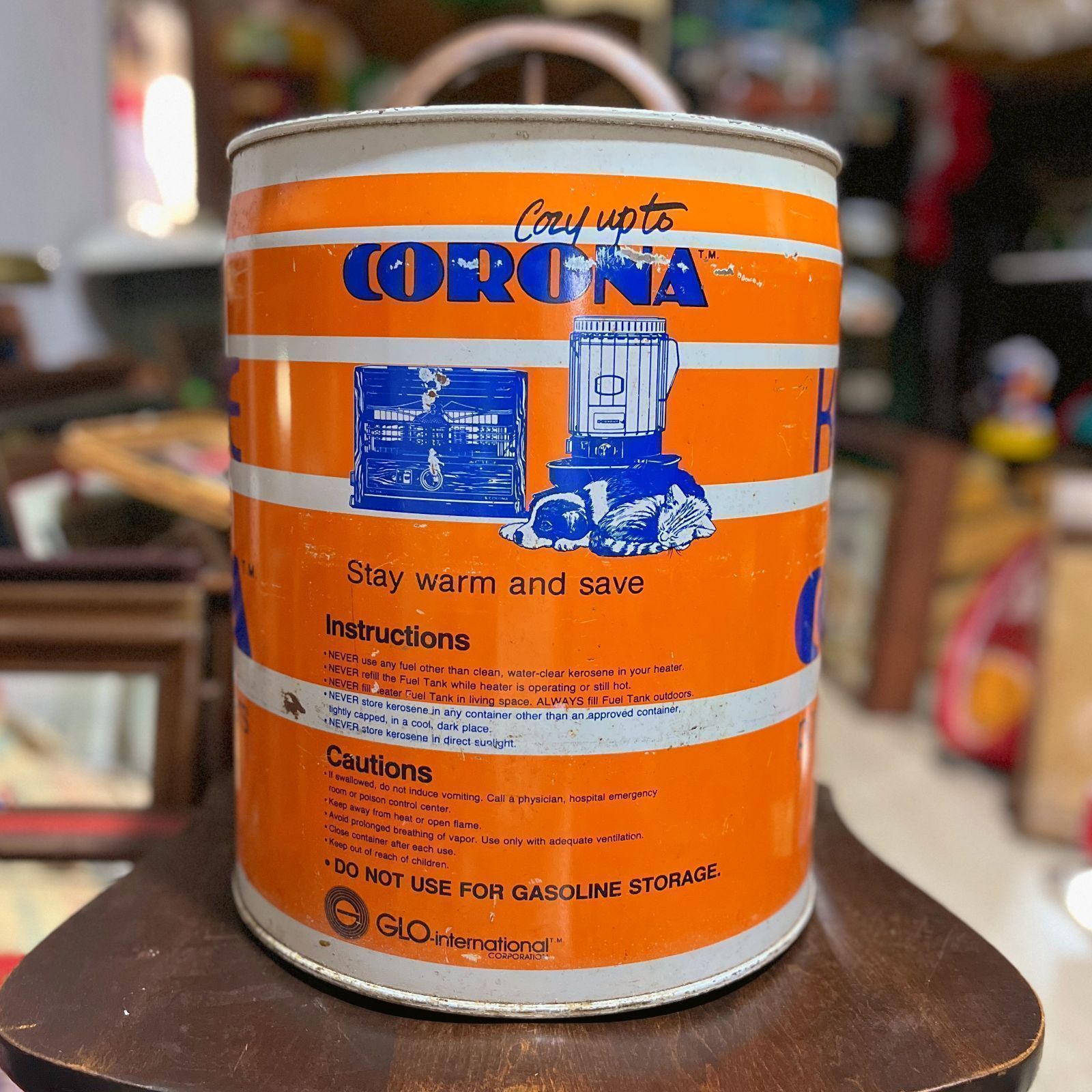 65%OFF【送料無料】 【オイル缶/ディスプレイ】1981年 エンボス ホワイト ブルー オレンジ  CAN OIL CORONA (ケロシン)  KEROSENE  アンティーク雑貨 - gosnippets.com