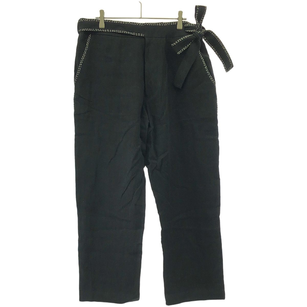 mii collection ミーコレクション PANT KAZU リネンベルテッドトラウザーパンツ 17M ブラック系 M