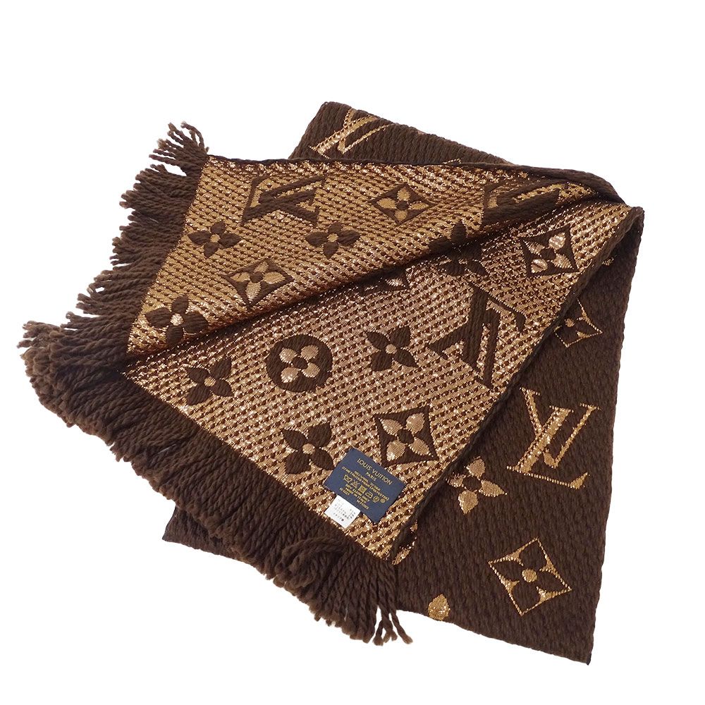 LOUIS VUITTONモノグラムウールマフラー LOUIS VUITTON エシャルプ ロゴマニア マフラー モノグラム