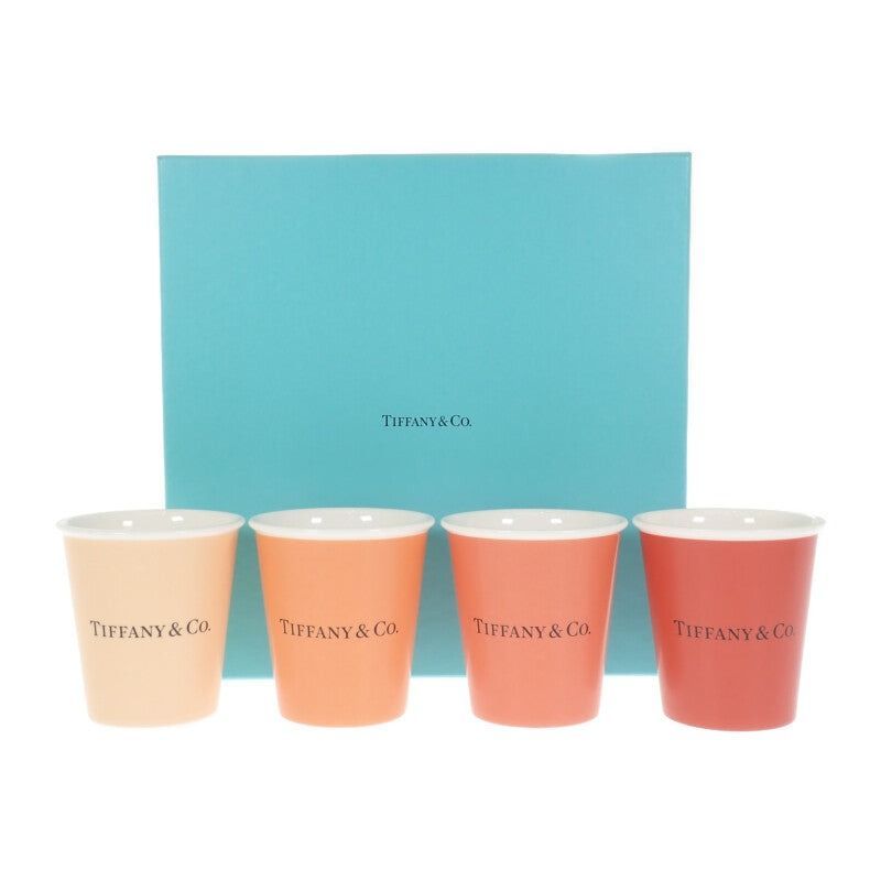 TIFFANY-Co. コーヒーカップ 4個セット ペーパーカップ テーブルウェア 食器 陶磁器 オレンジ ユニセックス