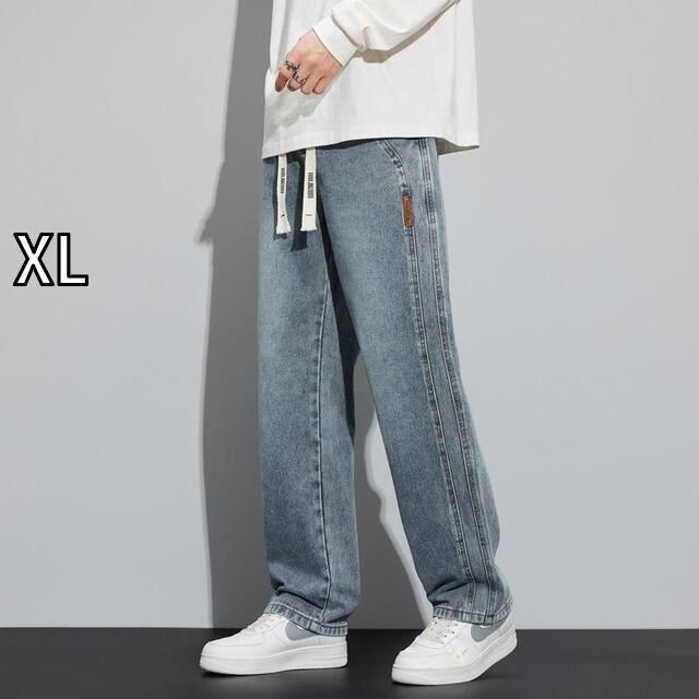 XL 春 コーデ メンズ 服 シンプル ファッション オシャレ 大人 かっこいい 大きいサイズ ストリート 紳士服 ジーンズ ストレート タイト ウエスト ワイド レッグ カジュアル ロング パンツ