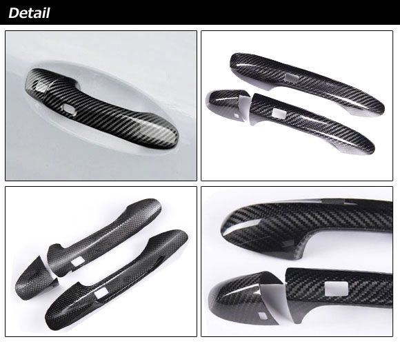 AP ドアハンドルカバー ブラックカーボン カーボンファイバー製 2ドア