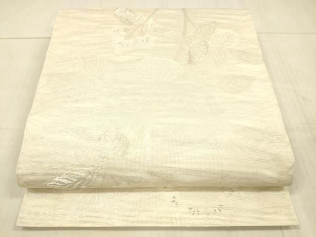 平和屋着物＊夏物　六通柄　京袋帯　唐織　地紙草花文　銀糸　正絹　逸品　DAAX0311cm 平和屋着物＊夏物 六通柄 京袋帯 唐織 地紙草花文 銀糸