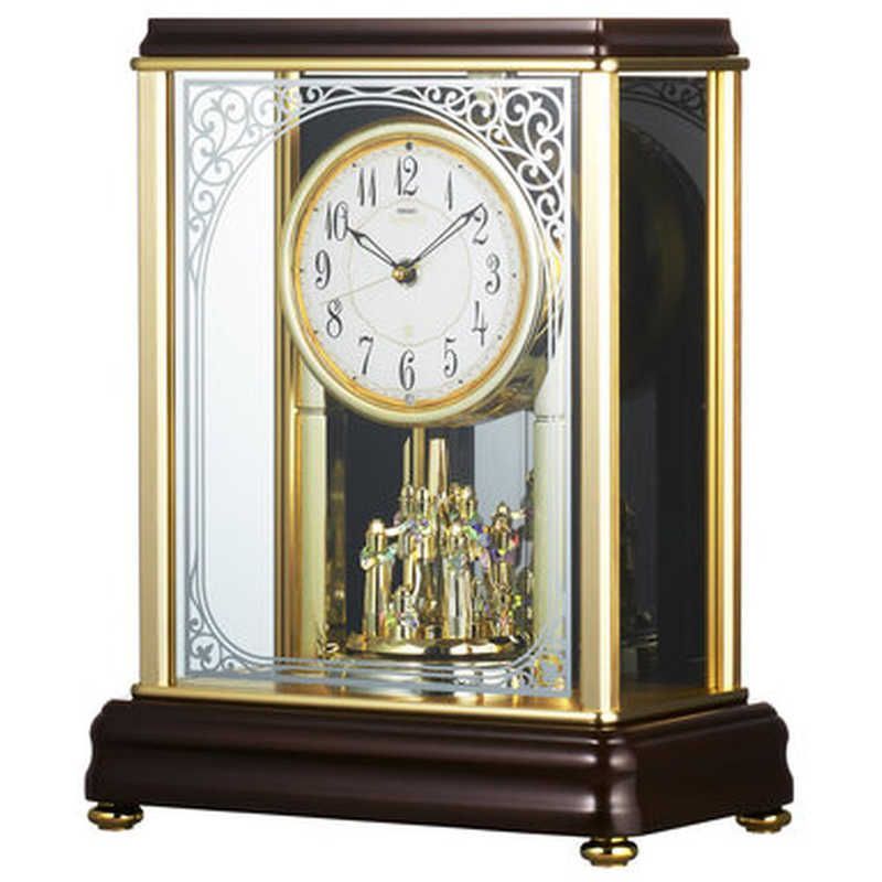 未開梱 セイコー 置時計 エムブレム 電波自動受信機能有 濃茶 HW202B