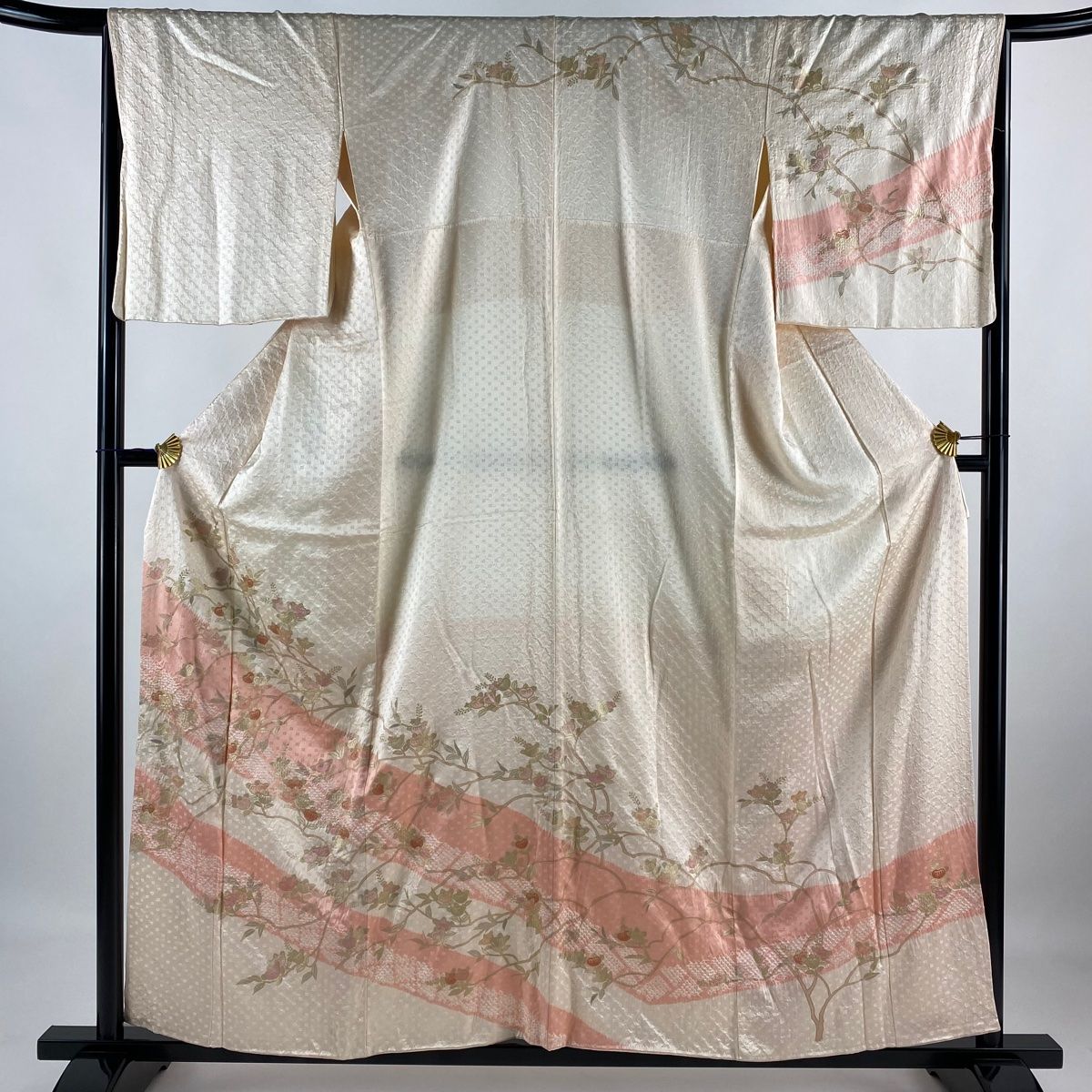 訪問着 身丈157.5cm 裄丈66cm M 袷 橘 地紋 絞り 金彩 薄ピンク 正絹 美品 秀品 【中古】 - メルカリ