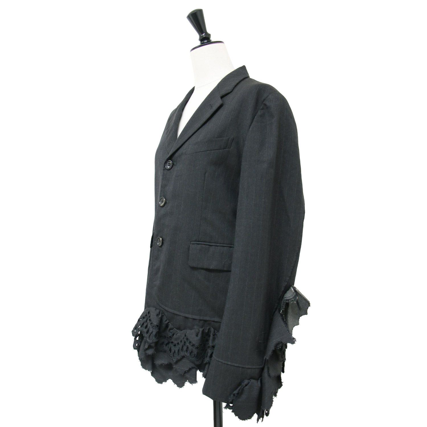 2000aw コムデギャルソン ウール ストライプ フリル付きジャケット