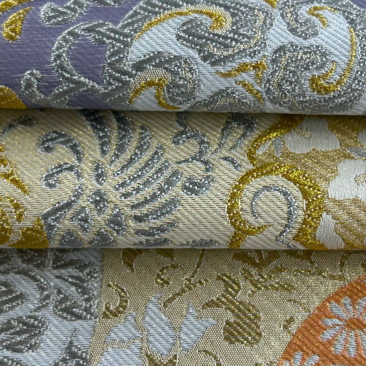 袋帯 美品 秀品 花唐草 鳳凰 金銀糸 オレンジ 全通 正絹 【中古