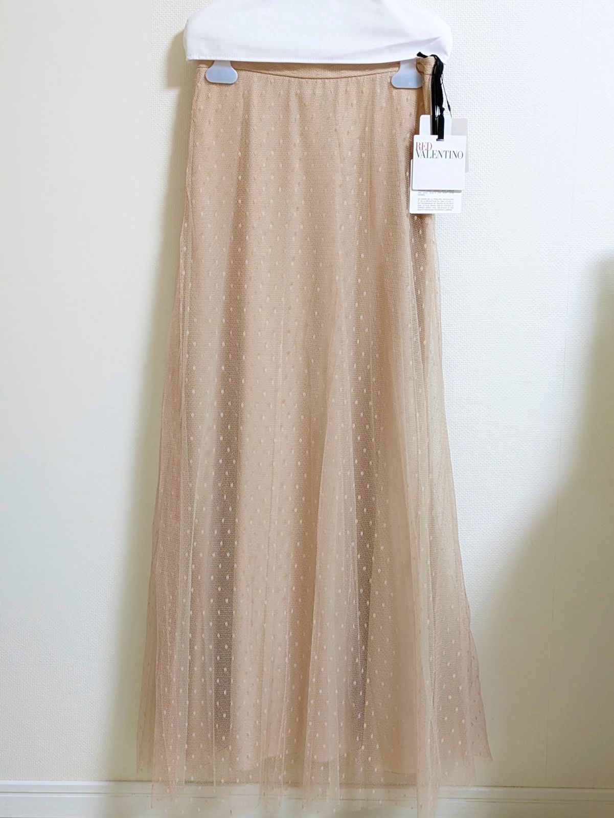 タグ付新品未使用】RED VALENTINO チュールドットスカート ベージュ  