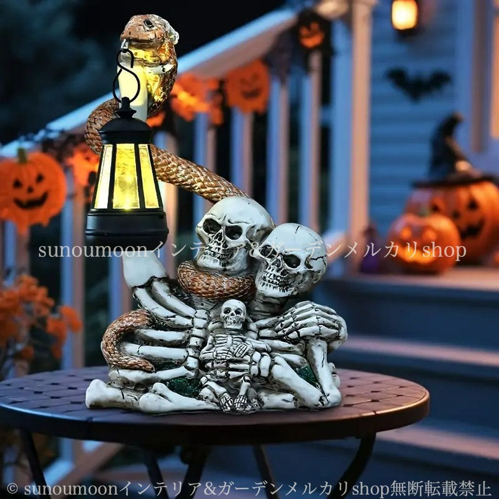 インテリア ガイコツ ガーデンオブジェ ソーラー ガーデン雑貨 がいこつ 樹脂 置物 お洒落 ガーデニング スネーク おしゃれ 庭の装飾 ヘビ ガーデン 雑貨 ガーデンインテリア ガーデンライト 骸骨 4-7