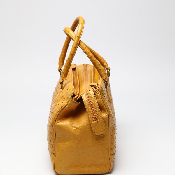 purty clubオーストリッチレザー ハンドバッグ キャメル オーストリッチ フルポイント 高級革 ハンドバッグ ostrich
