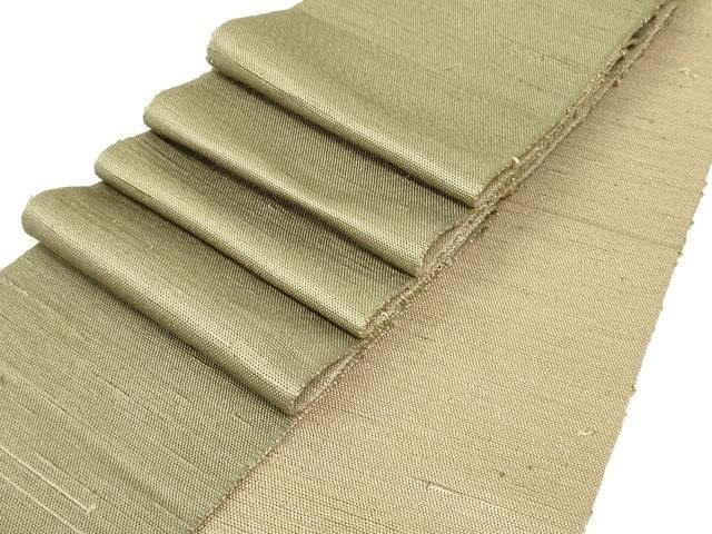 平和屋着物●両面 半幅帯 紬地 霞文 油色 棒色 正絹 逸品 DAAU6851ob