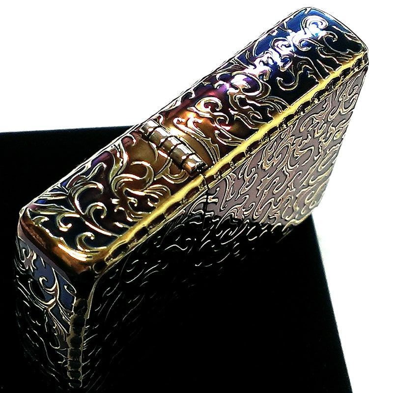 (MASA★)ドラゴン彫刻の金属製Zippoライター ZIPPO アーマー 唐草 龍 ジッポ ライター ドラゴン 5面彫刻