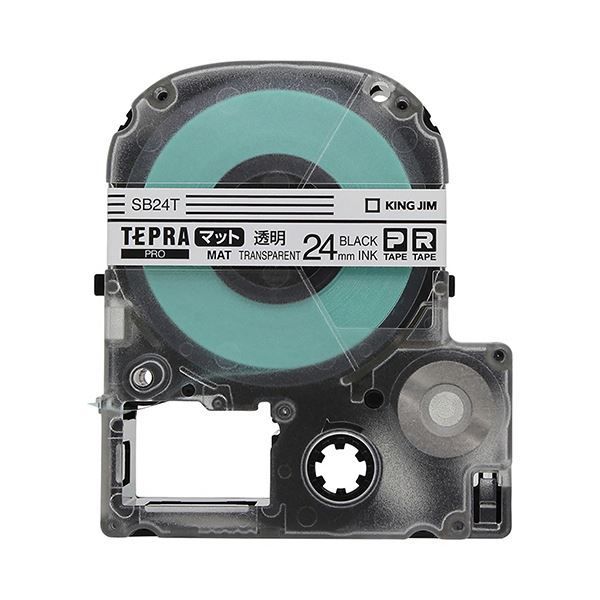 (まとめ) キングジム テプラ PRO テープカートリッジ マットラベル 24mm 透明／黒文字 SB24T 1個 【×10セット】