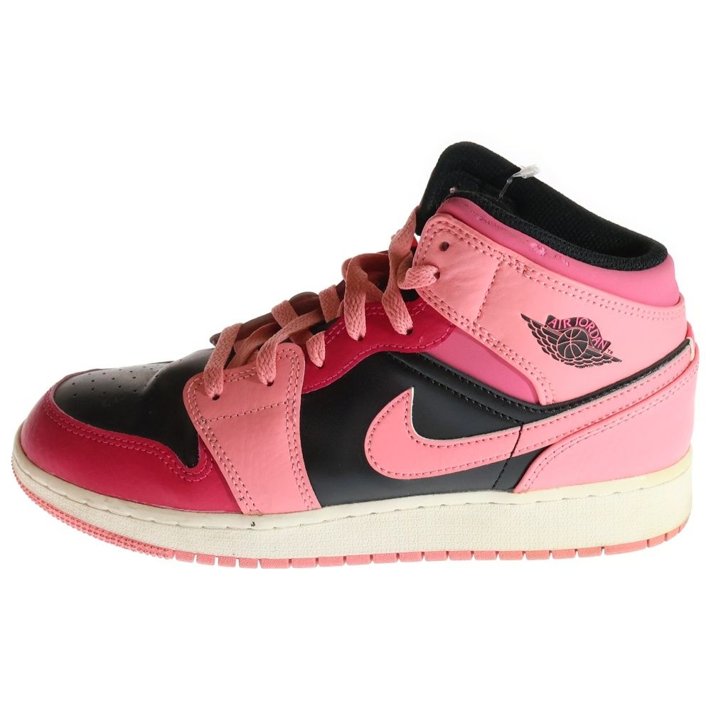 NIKE ナイキ ×A BATHING APE GS Air Jordan 1 Mid Coral Chalk ×アベイシングエイプ エアージョーダン1 ミッドカットスニーカー コーラルチョーク レディース 554725-662