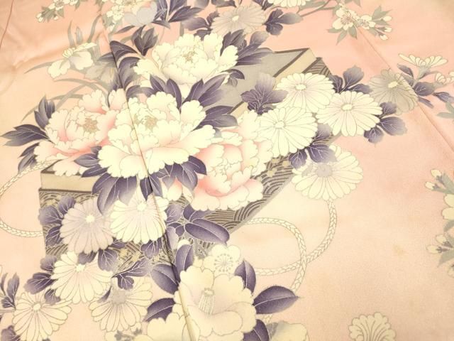 振袖セット　豪華振袖　正絹　薔薇　 暈し染め　やまと誂製 平和屋着物□豪華振袖 文箱花文 暈し染め 銀彩 やまと誂製 正絹