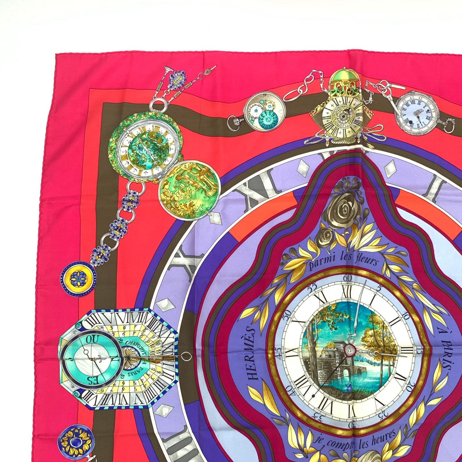 HERMES エルメス カレ90 la ronde des heures 時の輪舞 マルチ