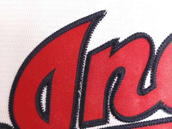 MLB オフィシャル インディアンズ ベースボール シャツ ボーイズ XL メンズ S 程 ユニフォーム ゲームシャツ メジャーリーグ 半袖シャツ 白 MLB オフィシャル TRUE FAN インディアンズ ベースボール シャツ