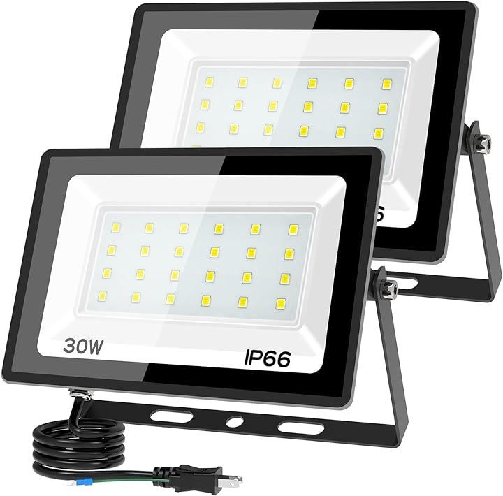 TANKAO 投光器 led投光器 屋外 灯光器 作業灯 外灯 工事用ライト ledライト 屋内 屋外用 野外 防水 看板灯 30W 2個( 黒い)