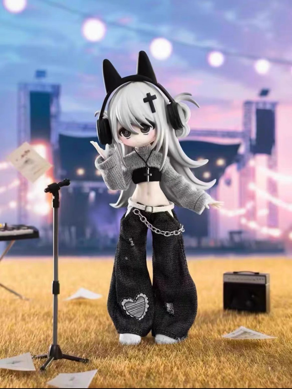 ｜ 悸动瞬息 一万次出逃计划” 1万回の脱出計画” 1|12 BJD Doll 15cm 人形 人偶 BJD 球体関節可動ドール 置物 ブラインドボックス モデル 谧野 デザイン要素 オオカミ grey-black 1点