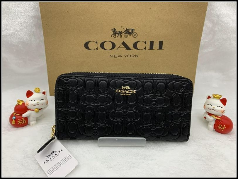 COACH 長財布 コーチ 財布 エンボスドレザー メンズ ブラック 黒  プレゼント 贈り物 シグネチャー ロング ジップ 誕生日 記念日 新品 未使用 ファッション F39631 A187Z-X1