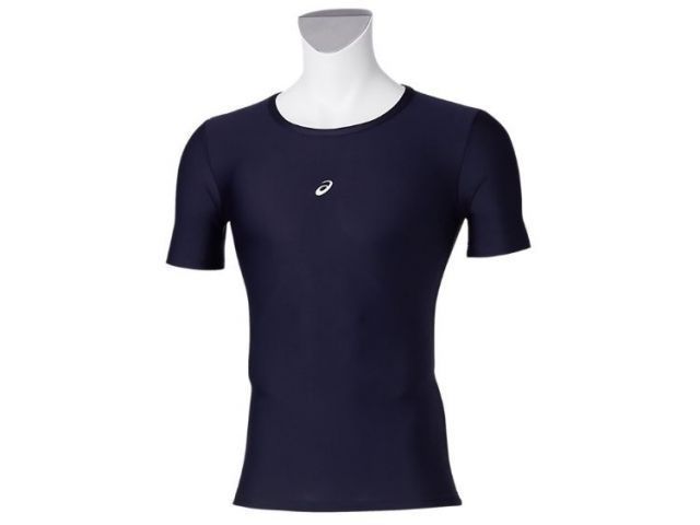 asics アシックス 18 UNDER SHIRTS HS ネイビー S 2121A281 400 | スポーツ 運動 衣類 服 ウエア ウェア 男性 紳士服 メンズ 野球 ベースボール トップス インナー 半袖 ハーフスリーブ 丸首 クルーネック 