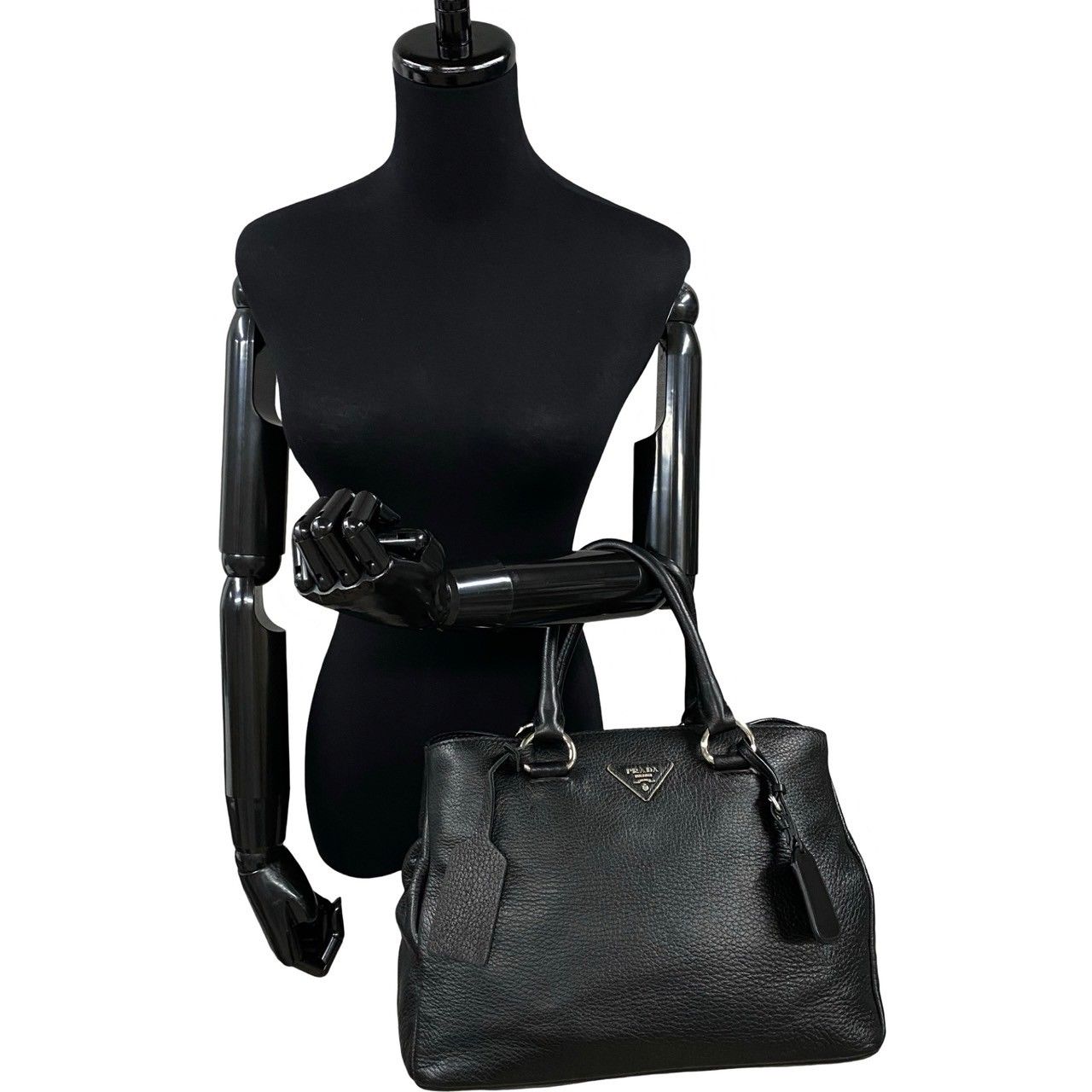 極 美品 希少品 PRADA プラダ 三角ロゴ 金具 レザー 本革 2way